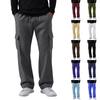 Men's Casual Cargo Pants with 4 Pockets, Elastic Waist with Drawstring, Loose Fit Straight Leg Pants for Everyday Wear