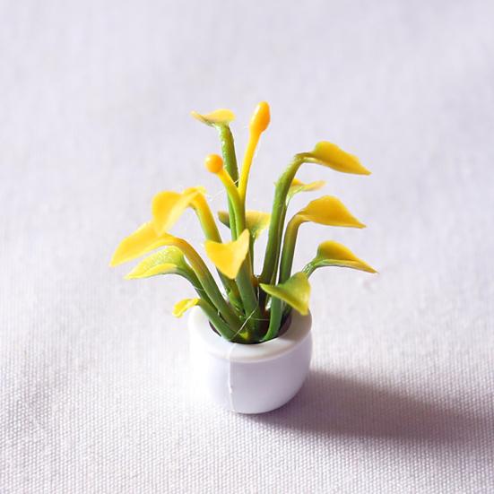 Mini Kruktillbehör Liten Växt Blomkruka Hög Dockhus Simulering Dekor