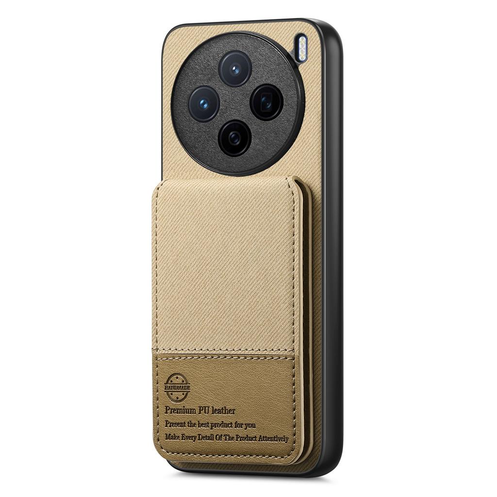 Für vivo X200 5G Hülle Stofftextur Leder+PC+TPU RFID-blockierende Handyhülle mit Kartenhalter