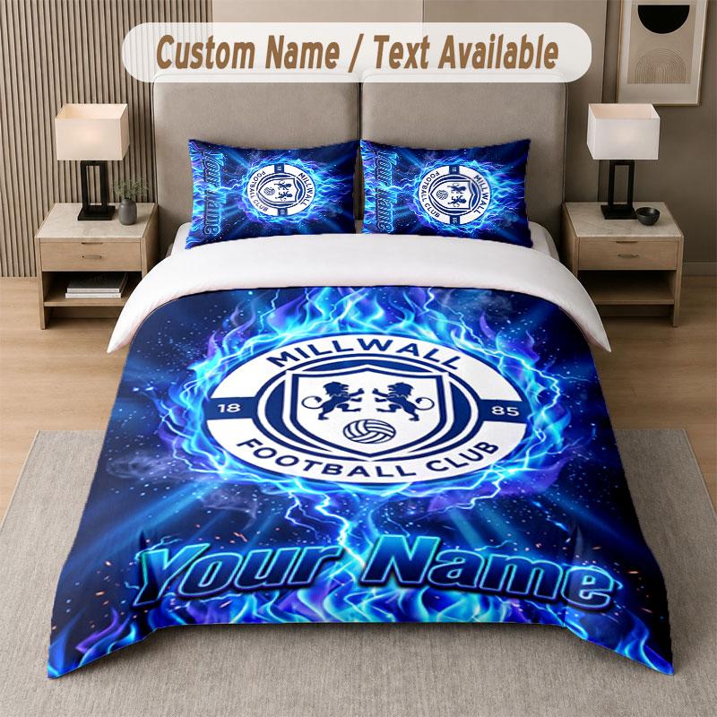 Custom Bedding Set Millwall Pattern, Print Name Text 1 Duvet Cover Plus 2 Pillowcases Home Textile