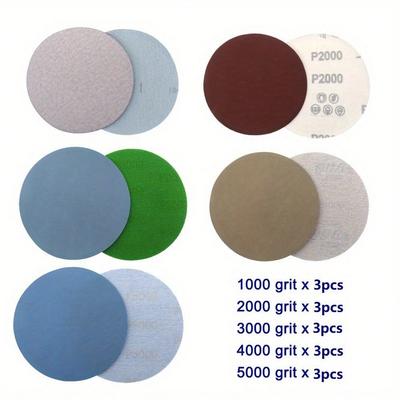 15pcs 5 Inch Hook and Loop Sanding Discs, 2000 3000 5000 8000 10000 Grit, Wet Dry Sandpaper for Random Orbital Sander