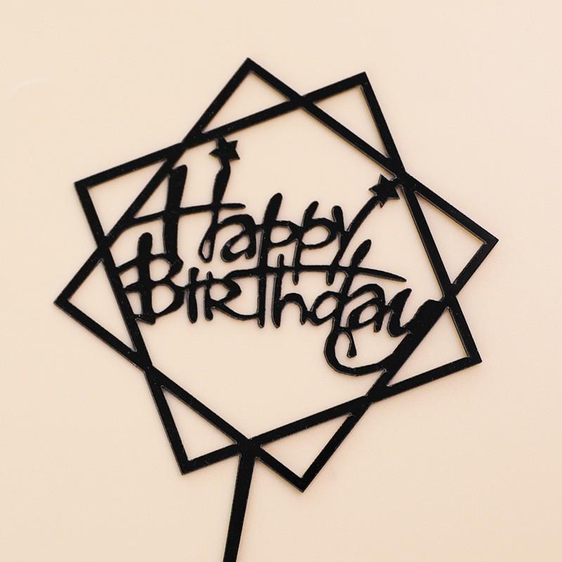 10pcs Multiple Styles Happy Birthday Cake Topper Black Gold Cake Toppers Baby Shower Cake Birthday Party Cake Flag Decorations