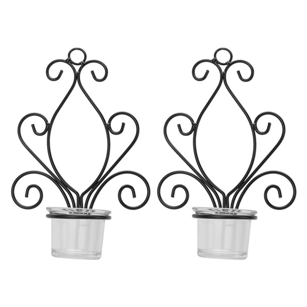 2pcs Iron Iron Wall Sconce Swirl Pattern Swirl Pattern Candlestick Metal Candle Wall Decor Bedroom