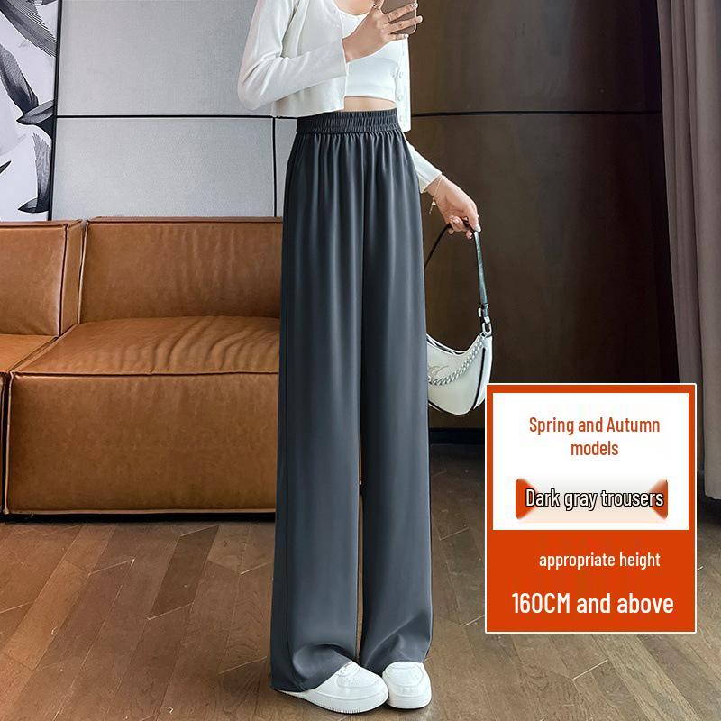 Women's Summer High-Waisted Black Wide-Leg Floor-Length Pants