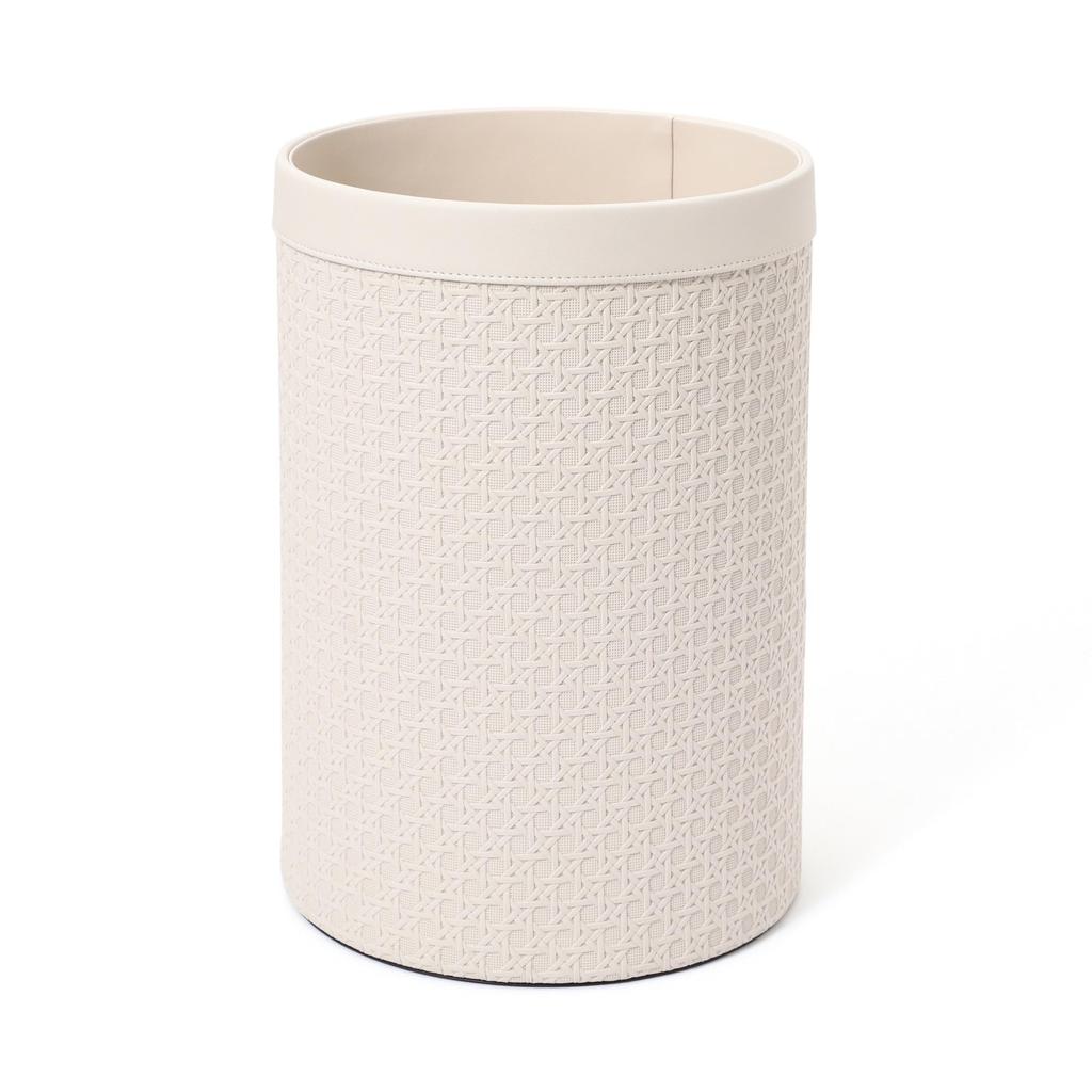 Francfranc Embossed Dustbin, Medium, Ivory, Stylish, Perfect for New Homes and Moving