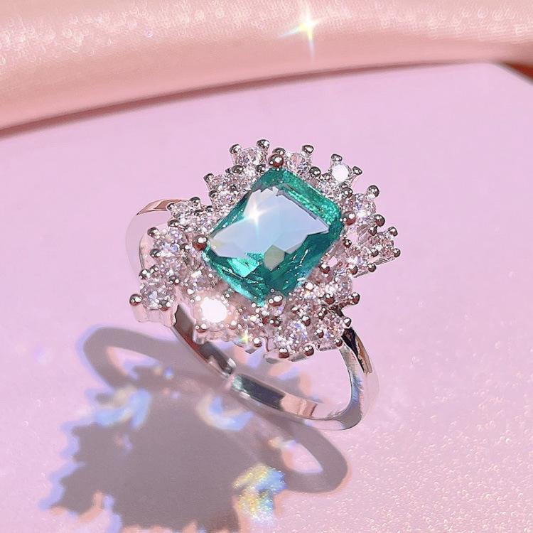Популярное Кольцо в Ретро Стиле Имитация Изумруда Сочетание Цветов Креативное Кольцо-Подвеска Набор