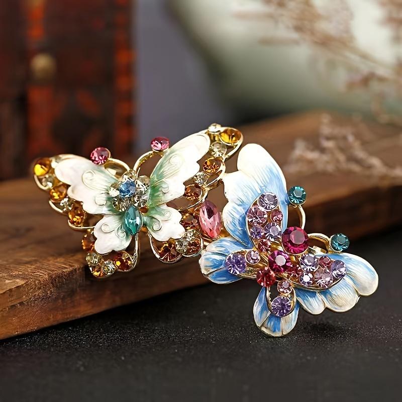 

Ethnic cloisonne hair claw clip, glossy baked finish, versatile bun & ponytail holder, ideal gift for mom