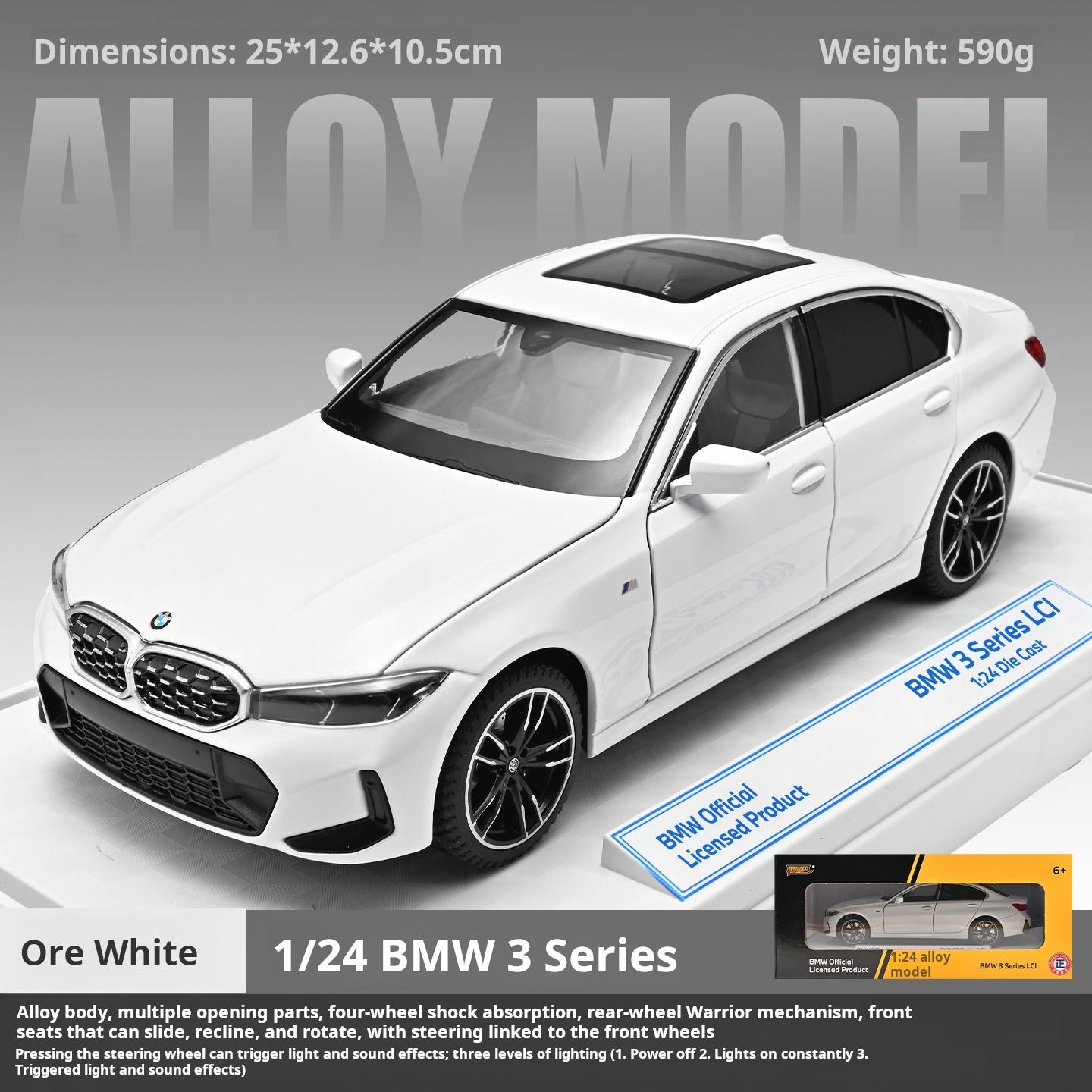 

1:24 BMW 3 Series Alloy Diecast Car Model Simulation Vehicle Ornament with Movable Seats Toy Car & Collection Decoration Gifts белый