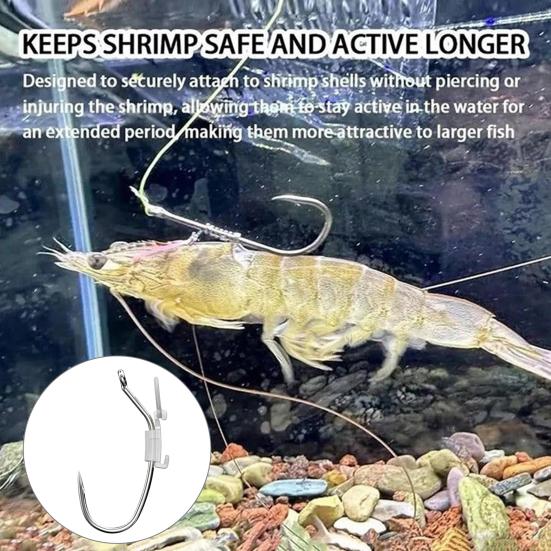 3/5/10/20Pcs Luminous Live Shrimp Fixing Hook Glow-in-the-dark Fishhook with Barbed Offset Saltwater Bass Fishing Hook Fishing Accessories