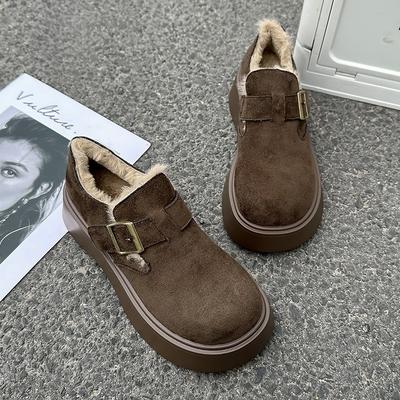 Retro Baumwollschuhe Damen neue Winter Samt verdickte Schneestiefel dicksohlig warm