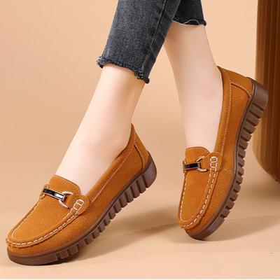 Suede Leather Women's Loafers Slip-on Soft Sole Flats Breathable Lightweight Casual Moccasins Shoes for Walking Work Traveling