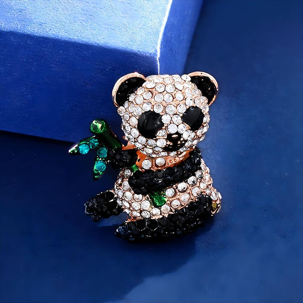 Chinese style panda brooch female cartoon animal rhinestone pin anti-light corsage accessories anti-practical national tide