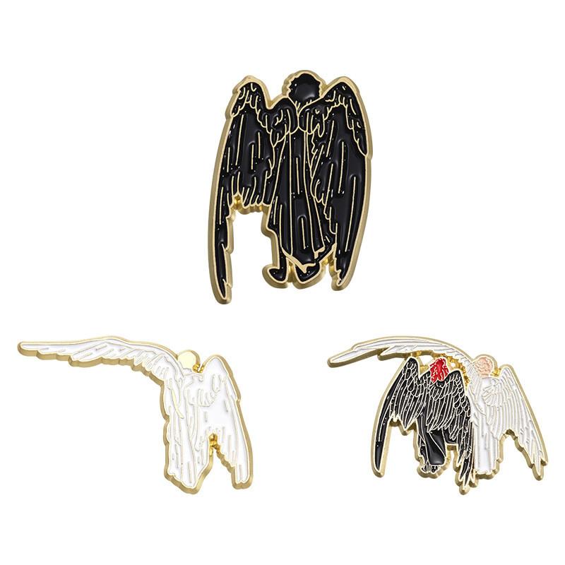 Unique Movie Inspired Angel And Demon Brooch Pin Stylish Alloy Cartoon Accessory