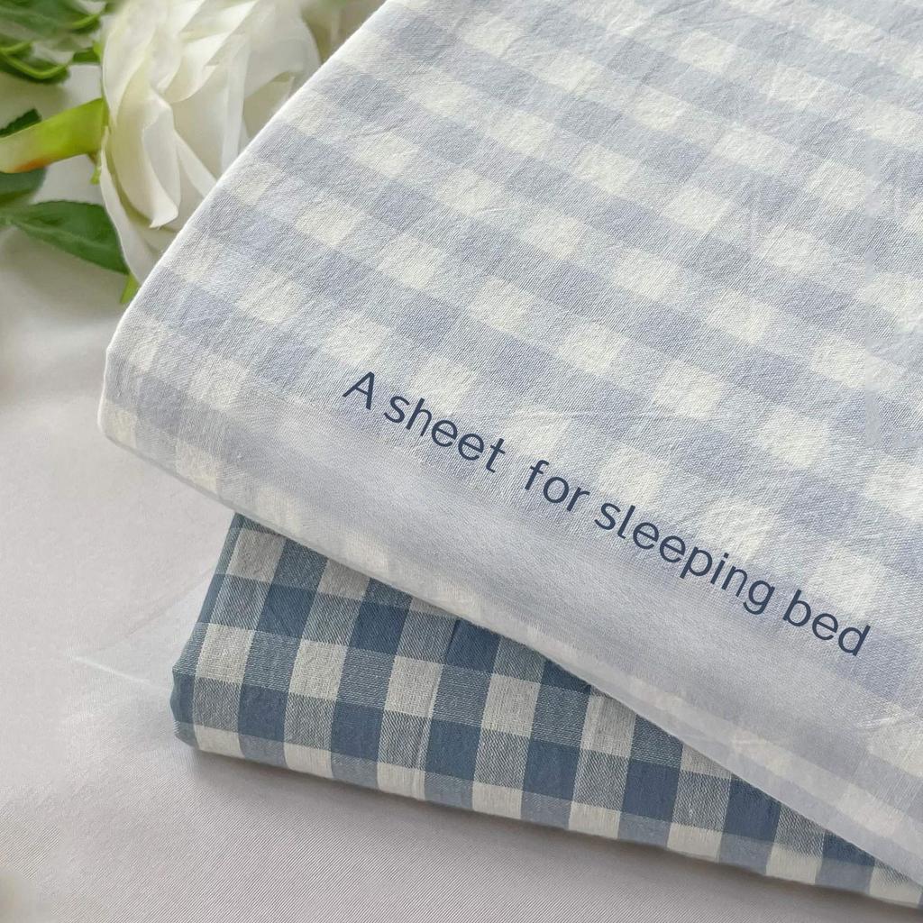 Cream Style Plaid Solid Non-slip Bed Sheet For Student Dorm Single Double Household Bed