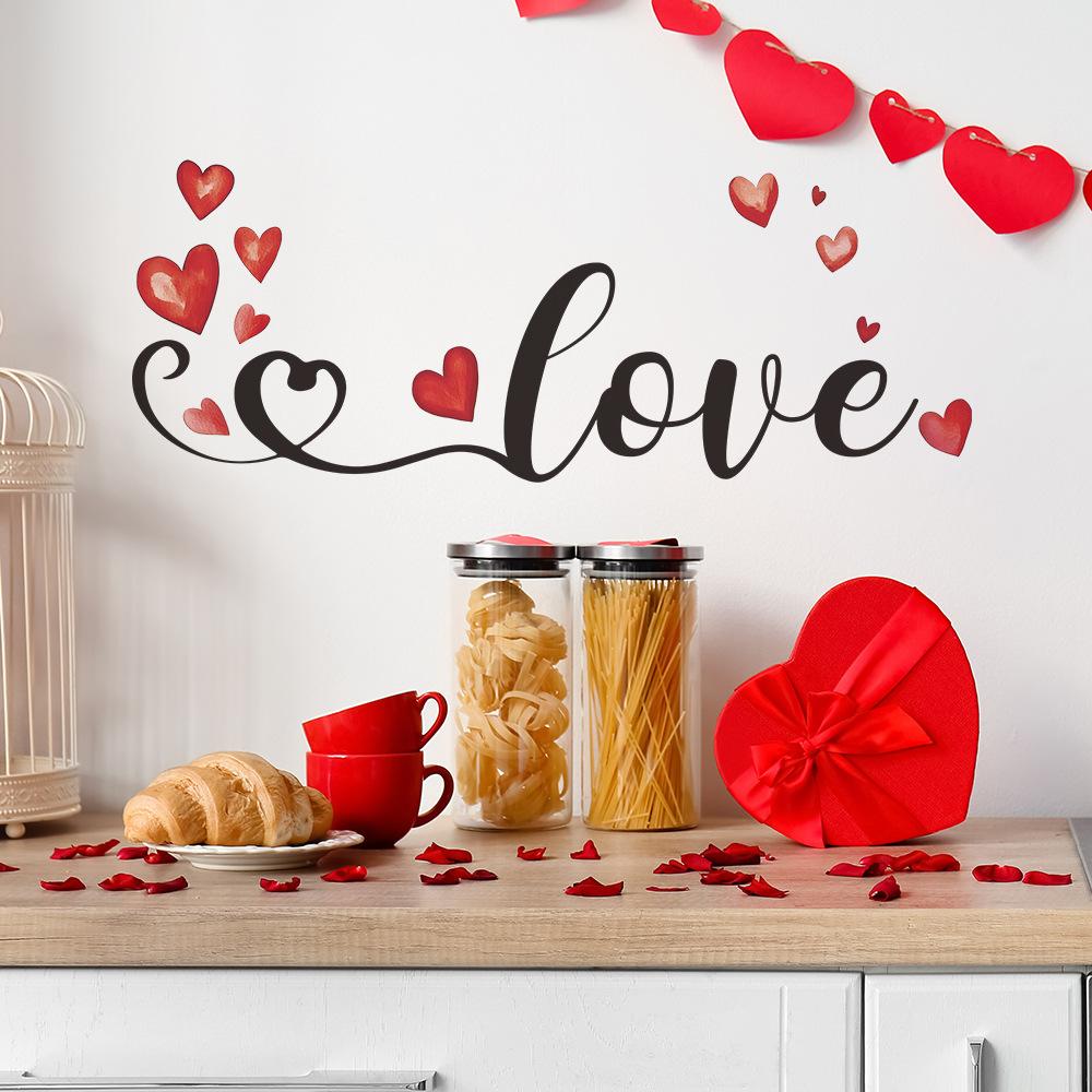 Valentine's Day Bedroom Living Room Entrance Hall Home Background Beautification Wall Stickers