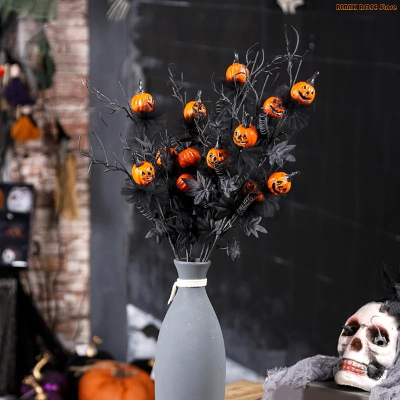 K1AE Halloween Pumpkin Bouquets Decoration Artificial Flower Stem with Realistic China Mainland