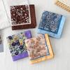 Square Printed Silk Scarf Pastoral Style Floral Kerchief Headband Cotton Linen Square Scarf  Female