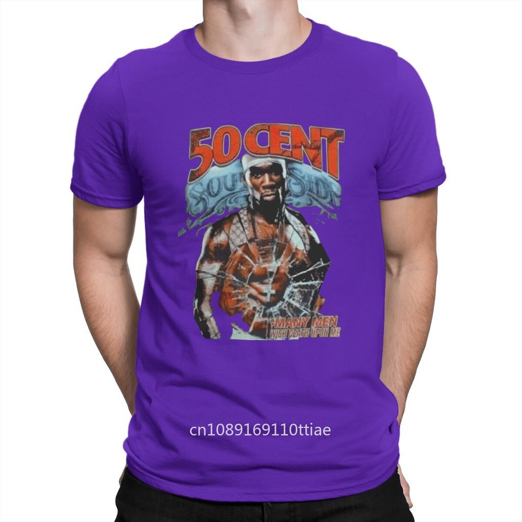 Men Popular American Rap Singer T Shirt 50 Cent Pure Cotton Tops Funny Short Sleeve Crew Neck Tee Shirt Gift Idea T-Shirts