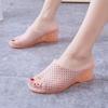 Women's Summer Crystal Wedge Slippers - Non-slip, Odor-proof, Thick Sole Transparent Sandals for Outdoor Wear