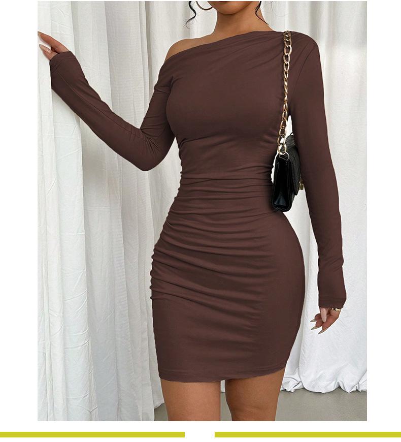 European Autumn & Winter One-Shoulder Bodycon Dress for Women