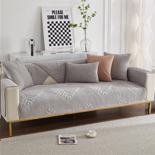 Thicken Plush Sofa Cover Solid Universal Sofa Mat Towel Anti -Slip Sectional Couch Cushion Slipcovers For Living Room Home Decor
