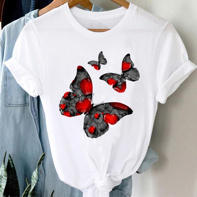 Buchstaben Ins Kleidung Damen Bedruckt Europäischer Ärmel T-Shirt Tops Oversized T-Shirt Damen Kleidung