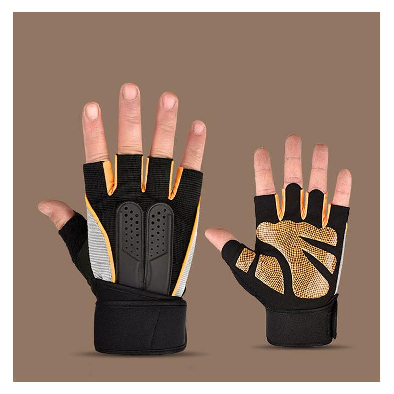 

Workout Half Finger Gloves For Men With Polyester Fabric And Nonslip Design For Gym L помаранчевий