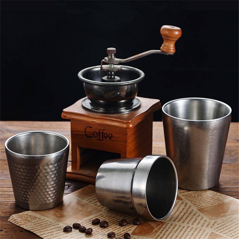 Retro kufel do piwa w stylu japońskim na herbatę, ze stali nierdzewnej, dwuwarstwowy, kubek do kawy, do biura, do domu, do wody, do mleka, tumbler do napojów, naczynie do picia
