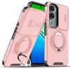 Magnetic Metal Ring Stand Armor Case For VIVO Y31 5G Y21d Slide Push Window Lens Protection TPU Frame Hard Plastic Phone Cover