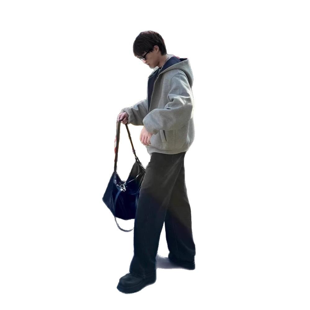 Hooded Sweater Men's Heavy 2026 Stiff Silhouette Shoulder Sleeves Fashion On Clothes Sports