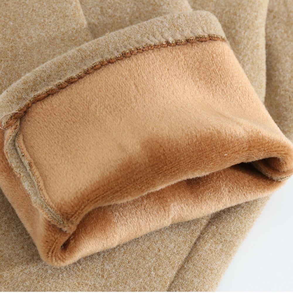 Thick Winter Suede Gloves Soft Women Cycling Mittens Gift Pu Leather Gloves  Autumn