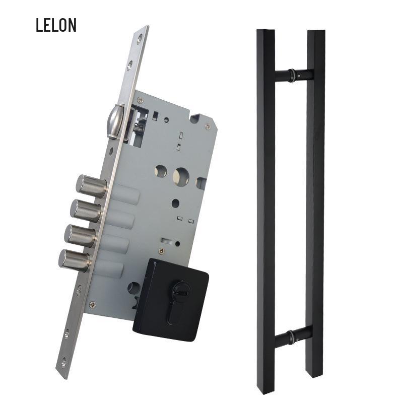 Black Offset Axis Anti-theft Door Lock with 304 Stainless Steel Handle for Wooden Entrance Doors