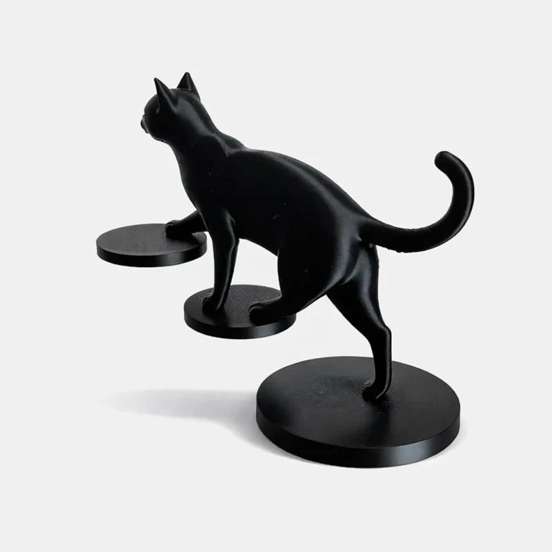 3D Printed Leaping Cat Statue Modern Home Decor Artistic Desk Ornament for Living Room Study Decor