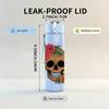 1PC Vintage Rose Skull 750ml Color Plastic Sports Water Bottle Leakproof Flip Straw Lid Suitable for Sports Office Home Use