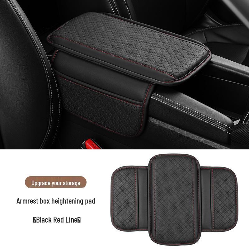 Car Armrest Riser Pad with Non-Slip PU Leather Cover and Storage Bag