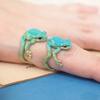 Exquisite Green Enamel Frog Open Ring For Women Cute Animal Lovely Party Adjustable Finger Jewelry Men Accessories Gifts N856
