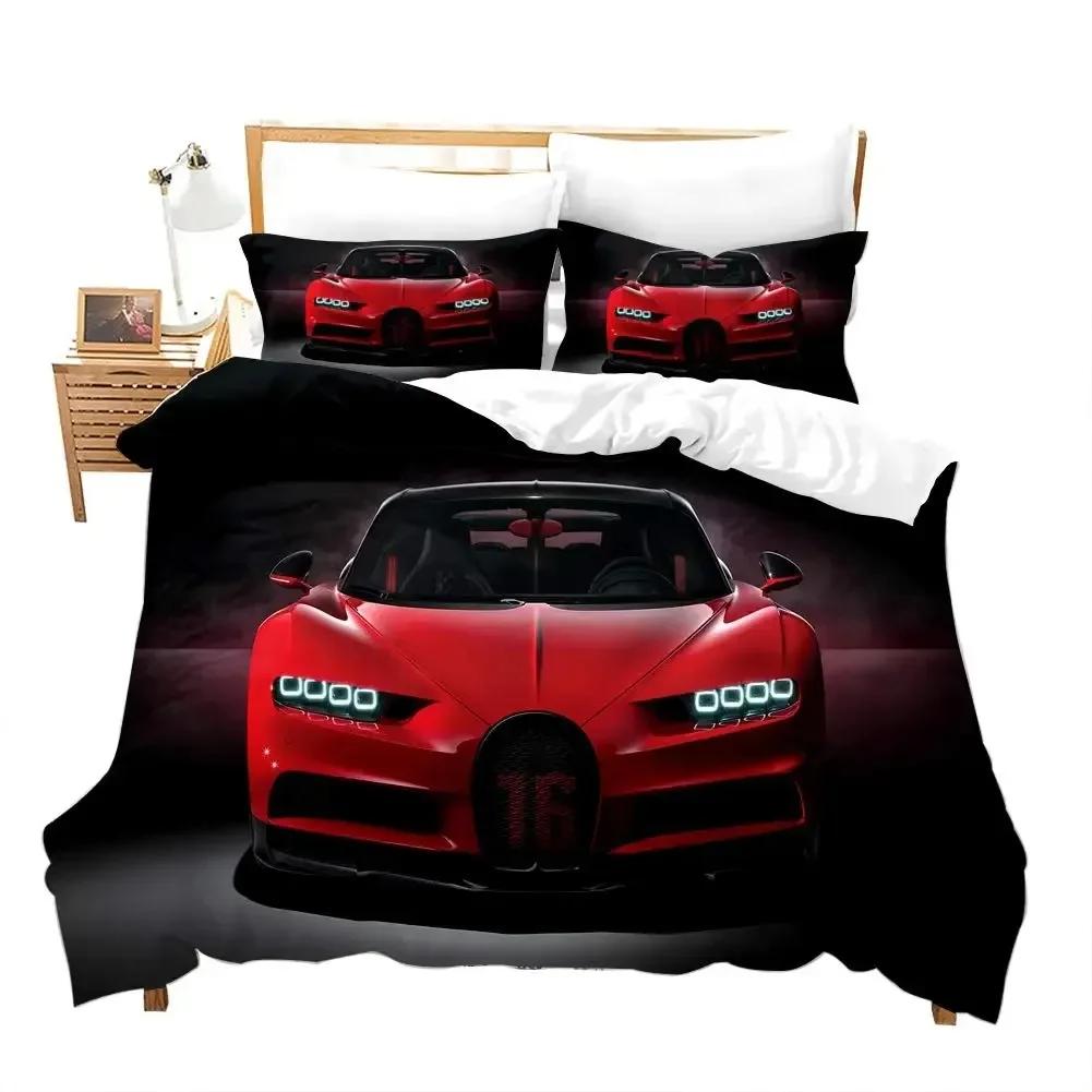 New 3D Print Speed Sports Car Comfortable Duvet Quilt Cover Pillowcase Bedding Set Children Bedroom Decoration Home Textile