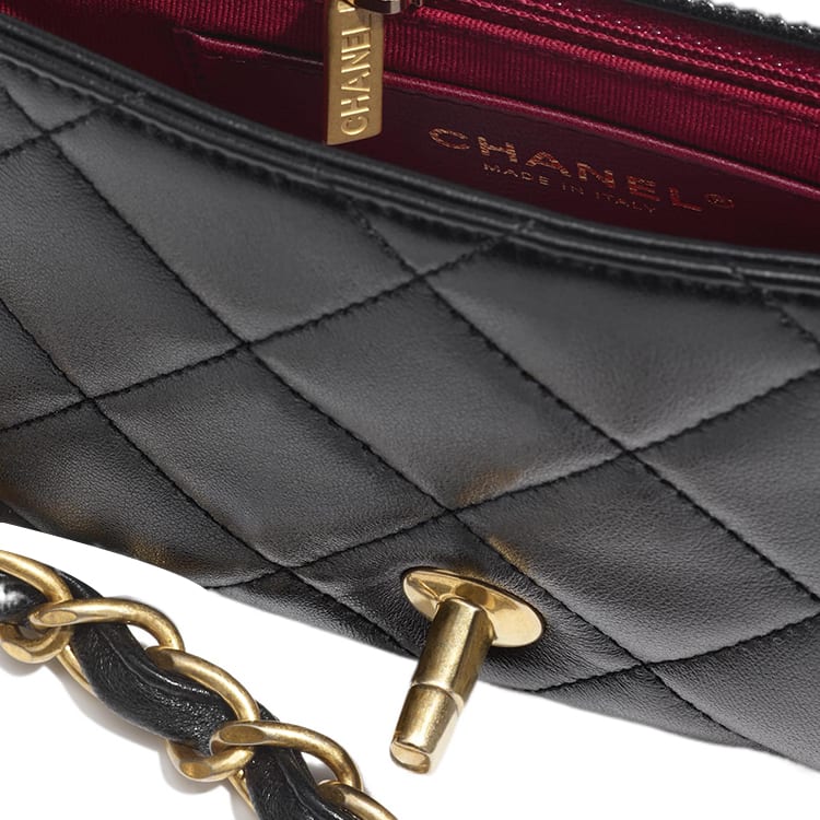 Chanel Lambskin Flap Bag, Handbag, Shoulder Bag, Crossbody Bag Women's Black AS4012-B10669-94305