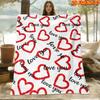 1pc 1pcs Heart & "Love You" Throw Blanket Suitable for All Seasons, Soft Flannel Bedspread with Quilted Bedspread, Machine Washable Multicolor Blanket