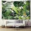 Green Palm Leaf Tapestry Wall Hanging Tropical Plants Simple Art Bohemian Hippie Bedroom Living Room Home Decor