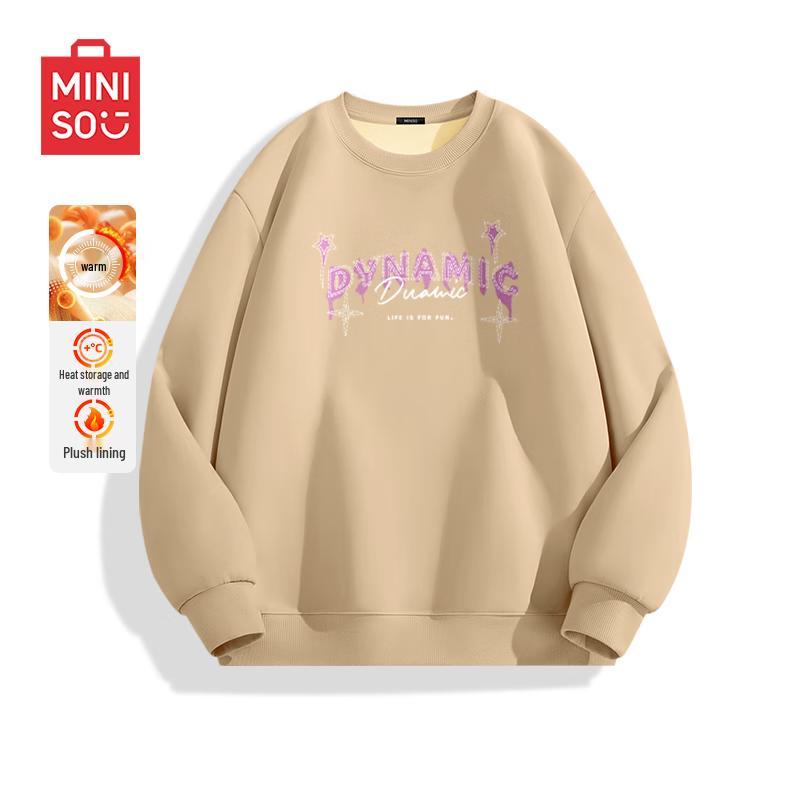 MINISO Men's Heavyweight Letter Print Crewneck Sweatshirt