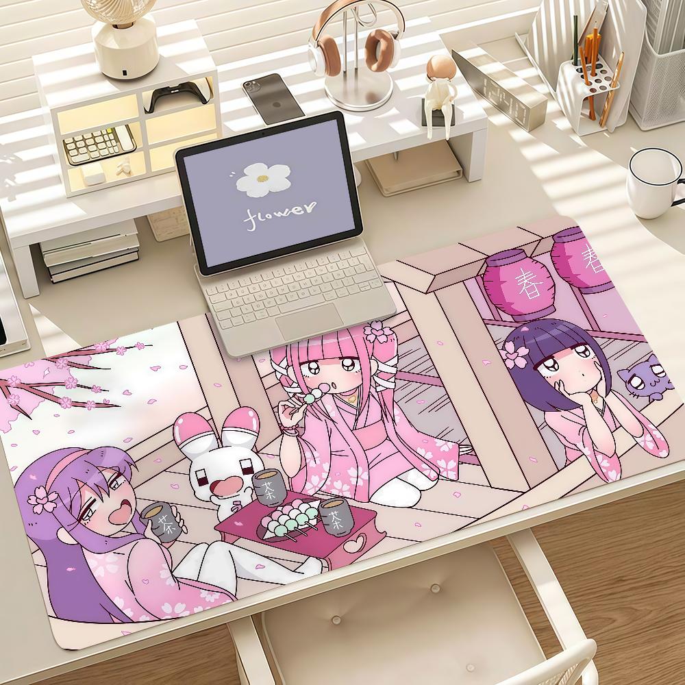 Cartoon Menhera Chan Kawaii Pink Gaming Mouse Pad Antislip Rubber Base Large Pc Keyboard Laptop Desk Mat Office Student Home