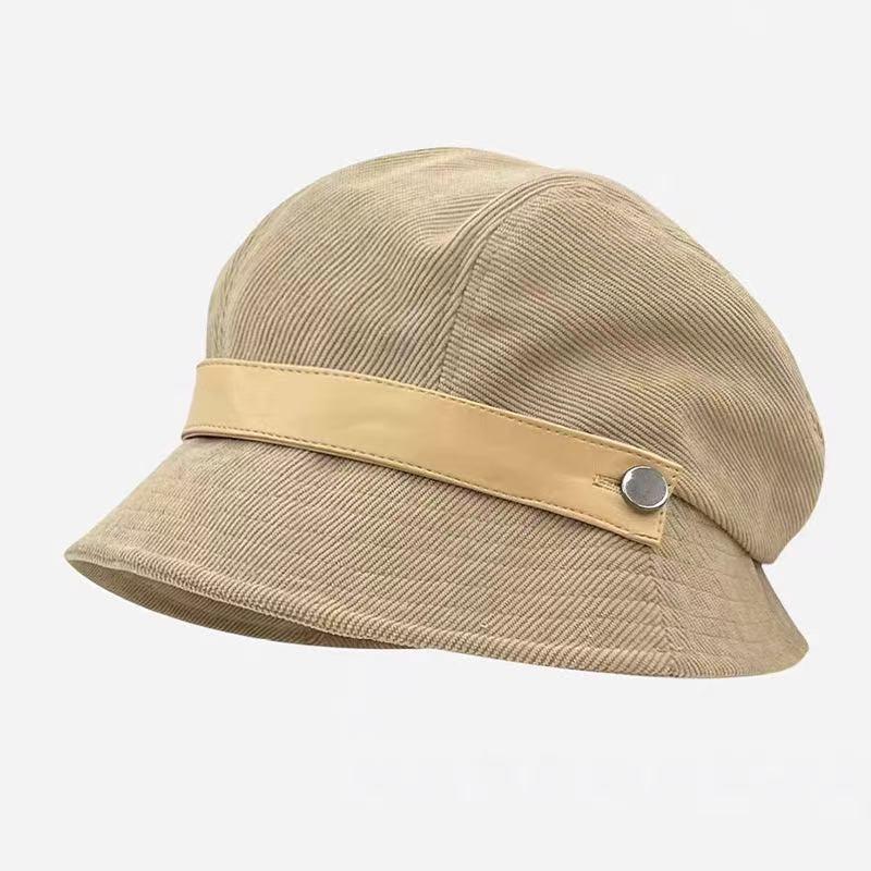 Pălărie Bucket din Catifea Cord pentru Femei Stil Coreean 2025 - Design Fisherman Toamnă/Iarnă