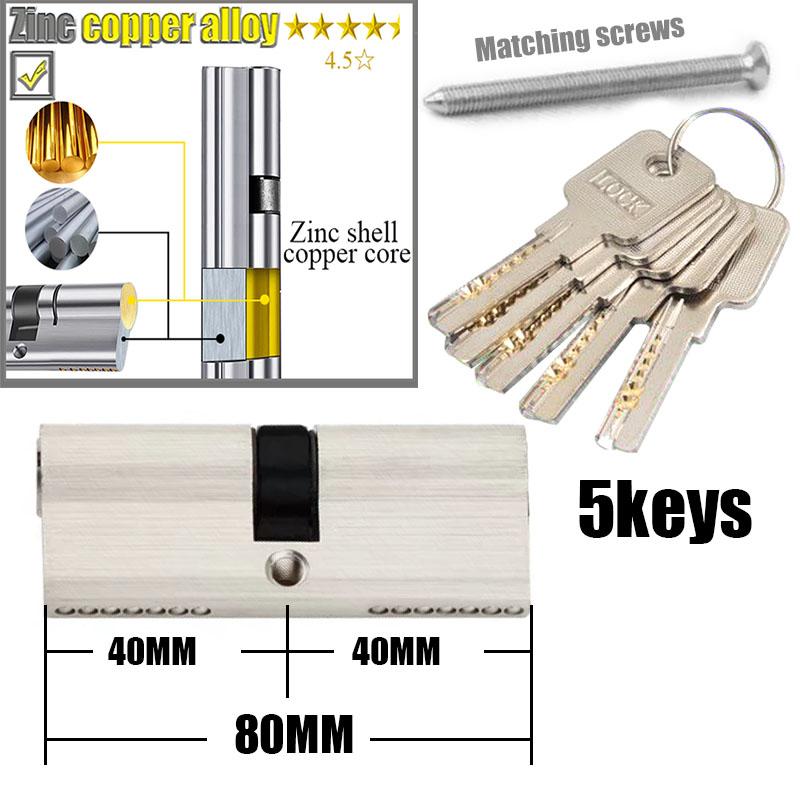 Yderdør 60 70 80 90 mm låsecylinder 5 nøgler 6 nøgler tyverisikret indgang zinklegering aluminiumslegering messing dørlås