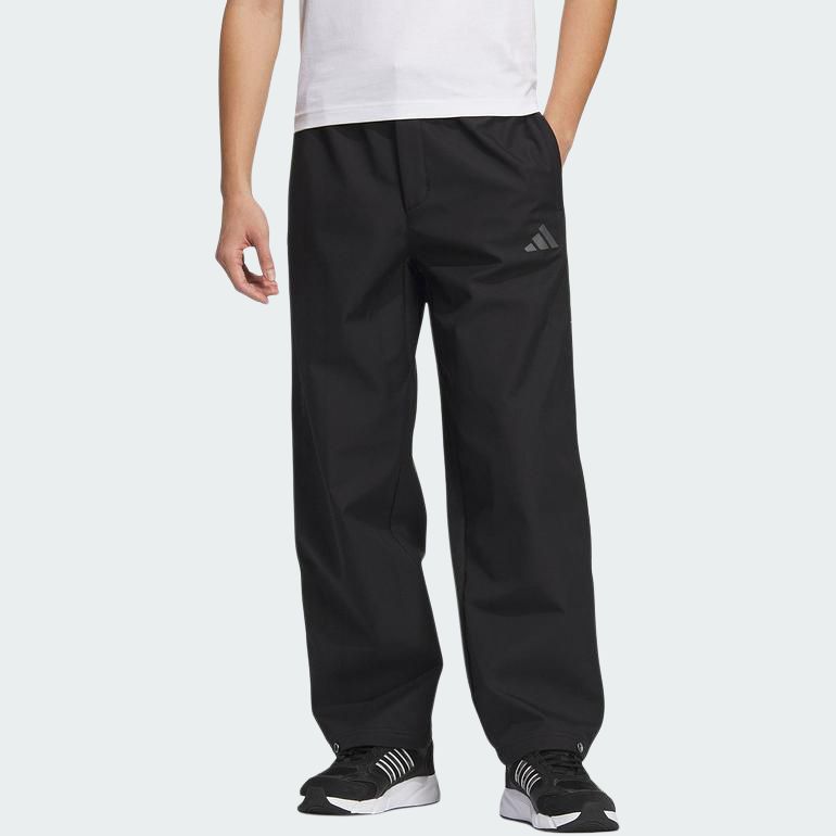 Adidas Teplé sportovní jednobarevné prodyšné ležérní kalhoty s fleecovou podšívkou Pánské spodky Černé JX1788