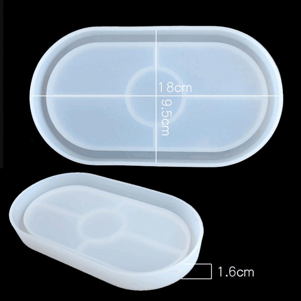 DIY Tray Mold Oval Silicone Coaster Mold Resin Casting Jewelry Plate Making Molds Jewelry Storage