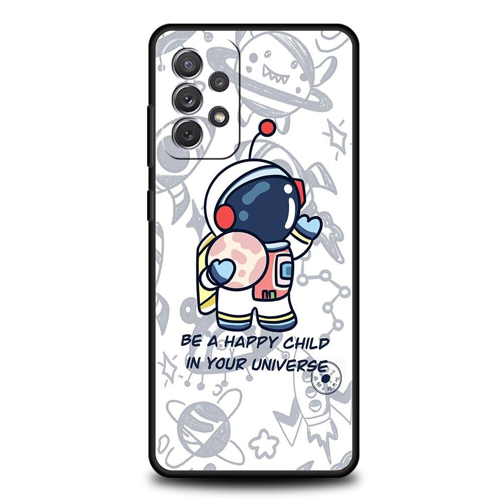 Cartoon Cute Cosmonaut Phone Case for Samsung Galaxy A55 A35 A17 A07 A15 A13 A25 A51 A71 A72 A73 A32 A52 A52S A41 Soft TPU Shell