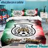Custom Name Mexico Football Emblem 3PCS Bedding Set For Bedroom Dormitory,Including 1pc Duvet Cover And 2pcs Pillowcases Large size Fan gift