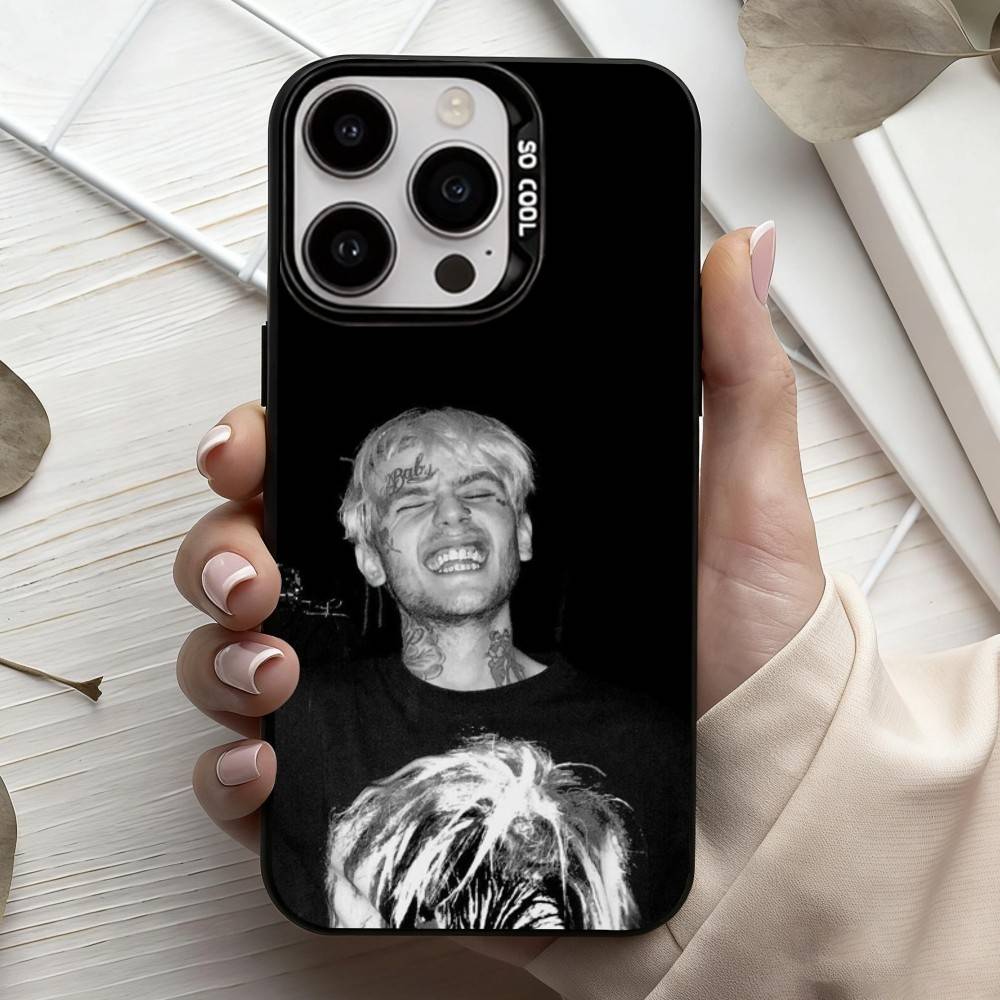 S-Star Shopping Lil Peep Handyhülle für iPhone 17, 16, 15, 14, 13, 12, 11 Plus, Pro Max Schwarze Candy Silberbeschichtete Hülle