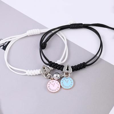 2 Stück/Set Partner-Charm-Armband für Frauen Magnetische Anziehungskugel Herz Schlüssel-Schloss Gliederkette Handgelenkkette Beste Freundin Schmuck Geschenk Egirl